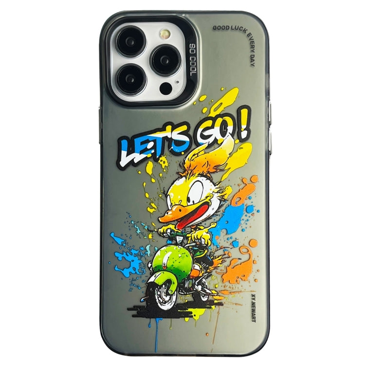 Double Layer Color Silver Series Animal Oil Painting Phone Case, For iPhone 14