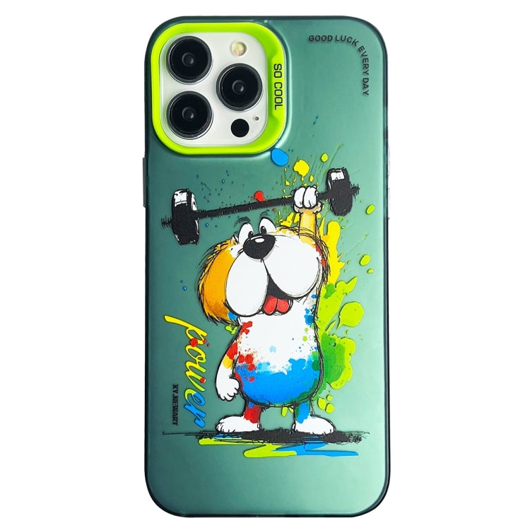 Double Layer Color Silver Series Animal Oil Painting Phone Case, For iPhone 14