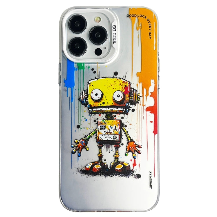 Double Layer Color Silver Series Animal Oil Painting Phone Case, For iPhone 14