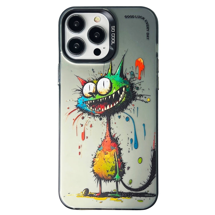 Double Layer Color Silver Series Animal Oil Painting Phone Case, For iPhone 14