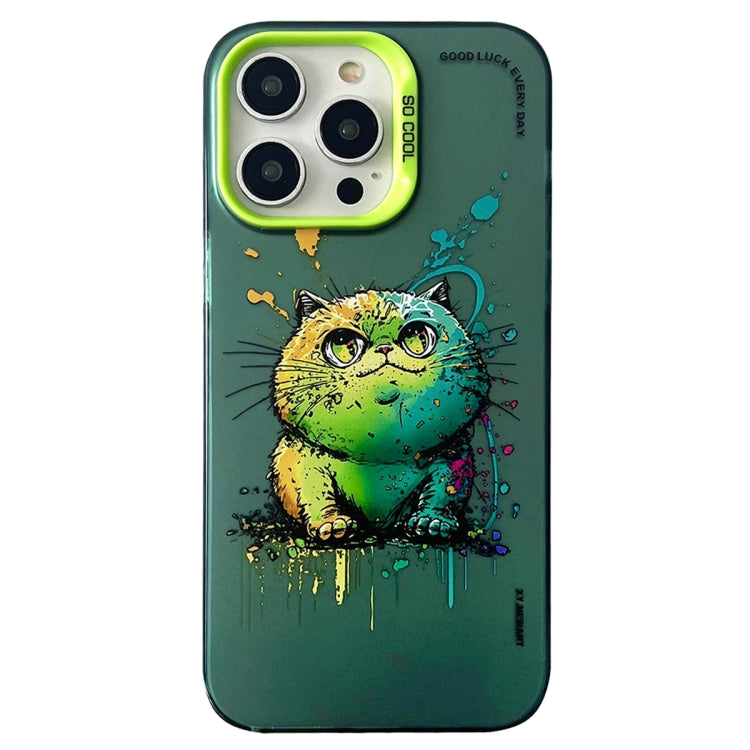 Double Layer Color Silver Series Animal Oil Painting Phone Case, For iPhone 14