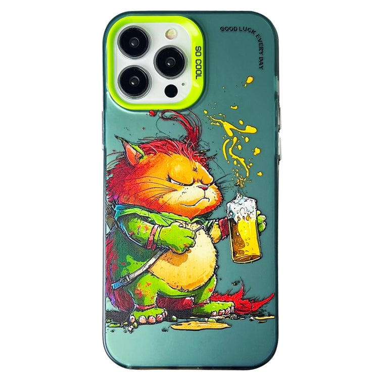 Double Layer Color Silver Series Animal Oil Painting Phone Case, For iPhone 14