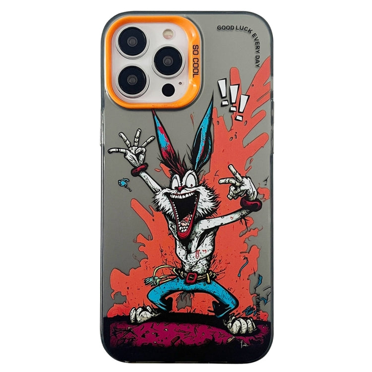Double Layer Color Silver Series Animal Oil Painting Phone Case, For iPhone 14