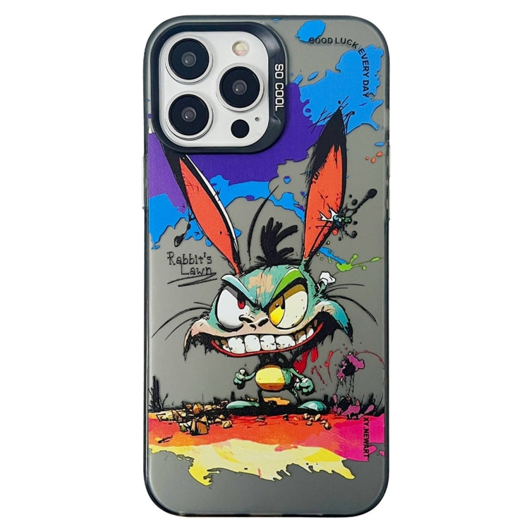 Double Layer Color Silver Series Animal Oil Painting Phone Case, For iPhone 14