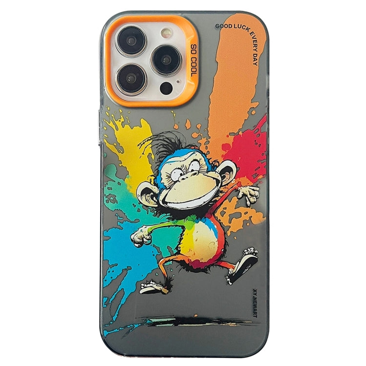 Double Layer Color Silver Series Animal Oil Painting Phone Case, For iPhone 14