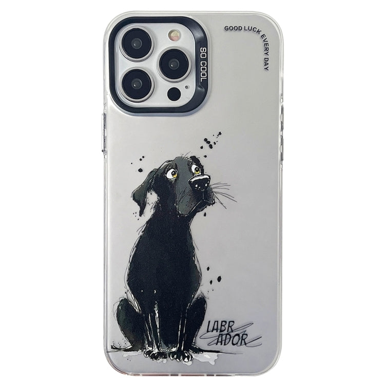 Double Layer Color Silver Series Animal Oil Painting Phone Case, For iPhone 14