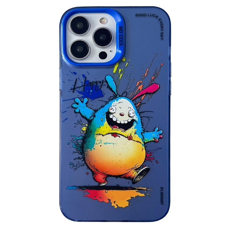 Double Layer Color Silver Series Animal Oil Painting Phone Case, For iPhone 14