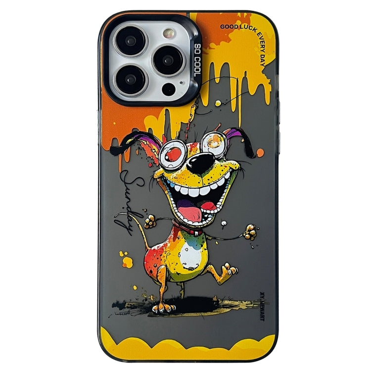 Double Layer Color Silver Series Animal Oil Painting Phone Case, For iPhone 14