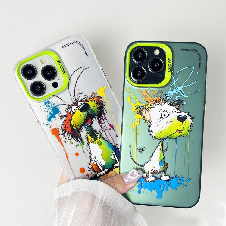 Double Layer Color Silver Series Animal Oil Painting Phone Case, For iPhone 14 Pro