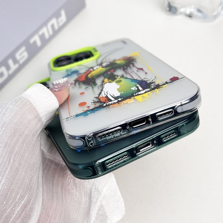 Double Layer Color Silver Series Animal Oil Painting Phone Case, For iPhone 14