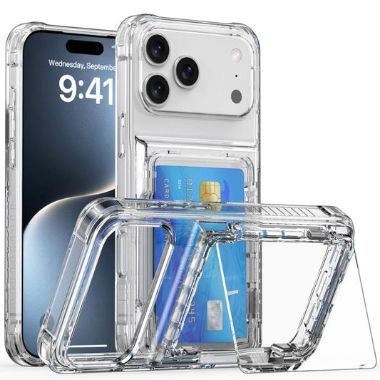 Crystal Clear Flip Card Slot Phone Case, For iPhone 16 Pro Max, For iPhone 16 Pro, For iPhone 16 Plus, For iPhone 16, For iPhone 15 Pro Max, For iPhone 15 Pro, For iPhone 15 Plus, For iPhone 15, For iPhone 14 Plus, For iPhone 14, For iPhone 14 Pro