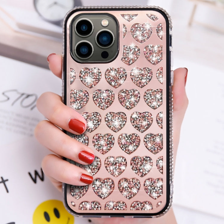 Love Hearts Diamond Mirror TPU Phone Case, For iPhone 15, For iPhone 14 Pro Max, For iPhone 13 Pro Max, For iPhone 13 Pro, For iPhone 13, For iPhone 12 Pro Max