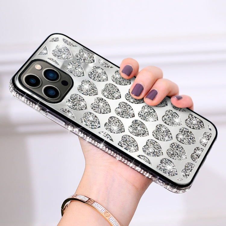 Love Hearts Diamond Mirror TPU Phone Case, For iPhone 15, For iPhone 14 Pro Max, For iPhone 13 Pro Max, For iPhone 13 Pro, For iPhone 13, For iPhone 12 Pro Max