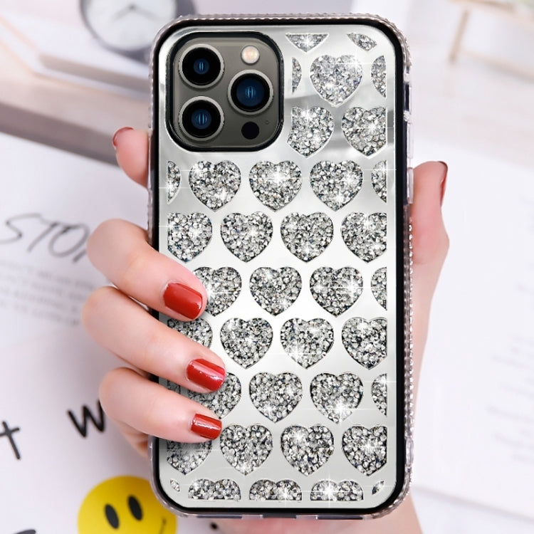 Love Hearts Diamond Mirror TPU Phone Case, For iPhone 15 Pro Max, For iPhone 14 Plus, For iPhone 14, For iPhone 15 Pro, For iPhone 15 Plus, For iPhone 14 Pro