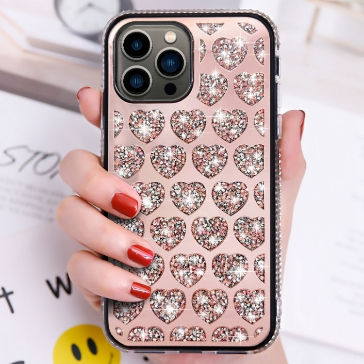 Love Hearts Diamond Mirror TPU Phone Case, For iPhone 15 Pro Max, For iPhone 14 Plus, For iPhone 14, For iPhone 15 Pro, For iPhone 15 Plus, For iPhone 14 Pro