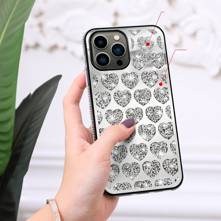 Love Hearts Diamond Mirror TPU Phone Case, For iPhone 15 Pro Max, For iPhone 14 Plus, For iPhone 14, For iPhone 15 Pro, For iPhone 15 Plus, For iPhone 14 Pro