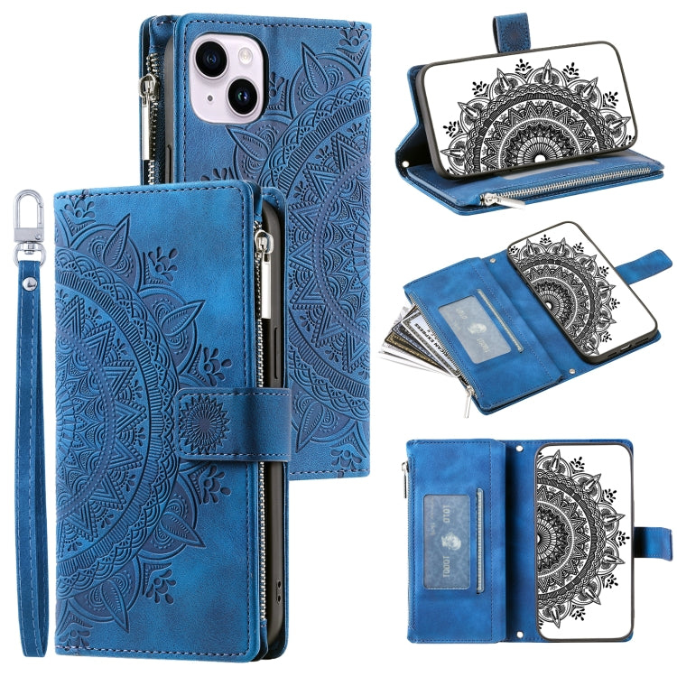 Multi-Card Totem Zipper Leather Phone Case, For iPhone 16, For iPhone 15 Pro Max, For iPhone 15 Pro, For iPhone 15 Plus