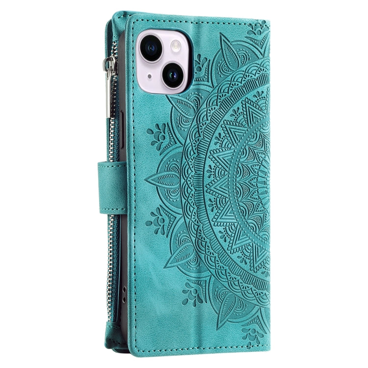 Multi-Card Totem Zipper Leather Phone Case, For iPhone 15, For iPhone 14 Plus, For iPhone 14, For iPhone 14 Pro