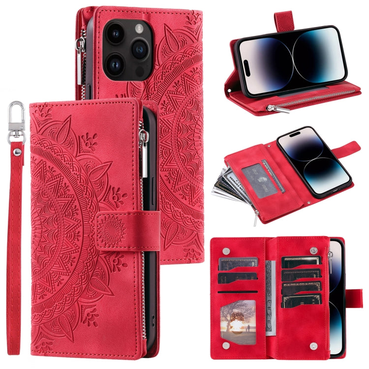 Multi-Card Totem Zipper Leather Phone Case, For iPhone 14 Pro Max, For iPhone 13 Pro Max, For iPhone 13 Pro, For iPhone 13