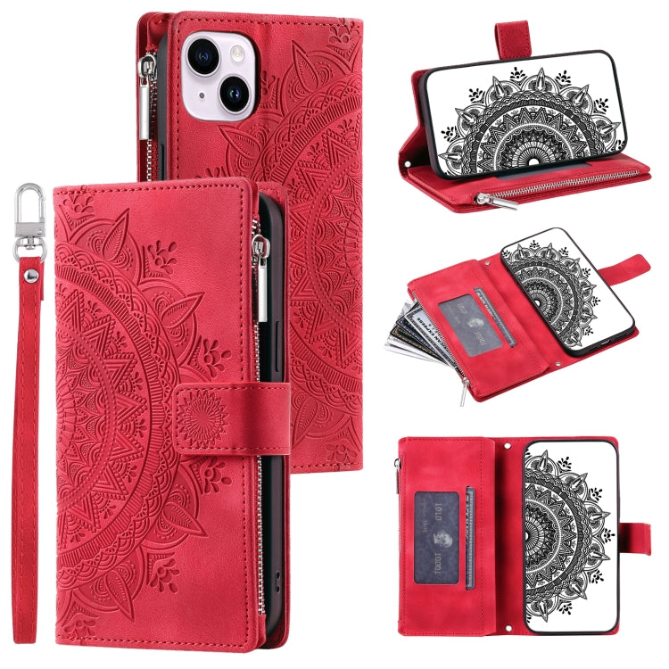Multi-Card Totem Zipper Leather Phone Case, For iPhone 14 Pro Max, For iPhone 13 Pro Max, For iPhone 13 Pro, For iPhone 13