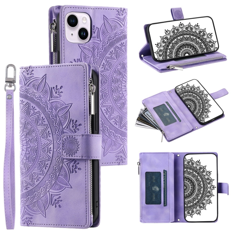 Multi-Card Totem Zipper Leather Phone Case, For iPhone 14 Pro Max, For iPhone 13 Pro Max, For iPhone 13 Pro, For iPhone 13