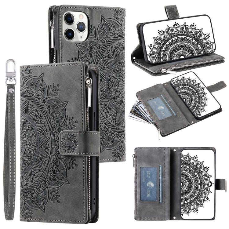 Multi-Card Totem Zipper Leather Phone Case, For iPhone 12 / 12 Pro, For iPhone 12 Pro Max, For iPhone 11 Pro Max, For iPhone 11