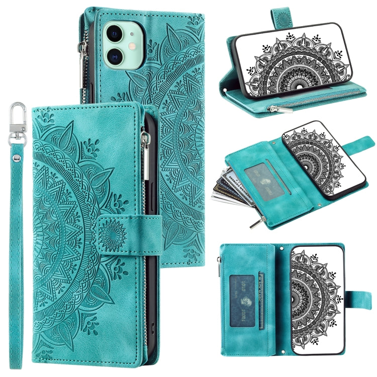 Multi-Card Totem Zipper Leather Phone Case, For iPhone 12 / 12 Pro, For iPhone 12 Pro Max, For iPhone 11 Pro Max, For iPhone 11