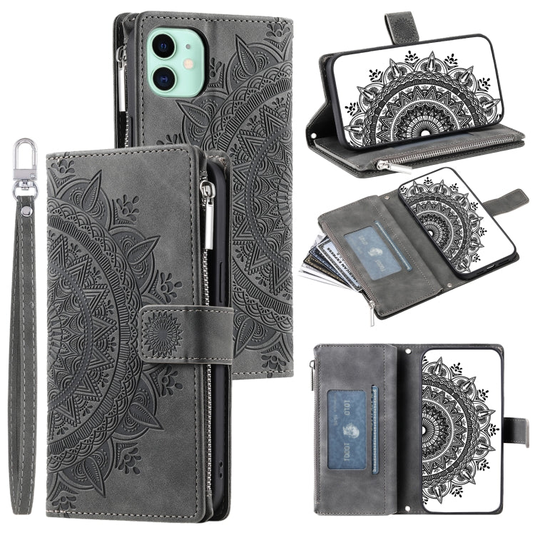 Multi-Card Totem Zipper Leather Phone Case, For iPhone 12 / 12 Pro, For iPhone 12 Pro Max, For iPhone 11 Pro Max, For iPhone 11