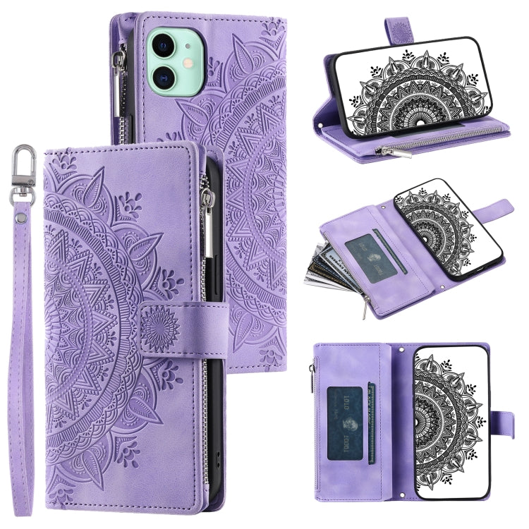 Multi-Card Totem Zipper Leather Phone Case, For iPhone 12 / 12 Pro, For iPhone 12 Pro Max, For iPhone 11 Pro Max, For iPhone 11