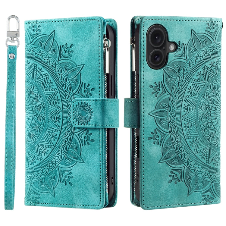 Multi-Card Totem Zipper Leather Phone Case, For iPhone 16, For iPhone 15 Pro Max, For iPhone 15 Pro, For iPhone 15 Plus