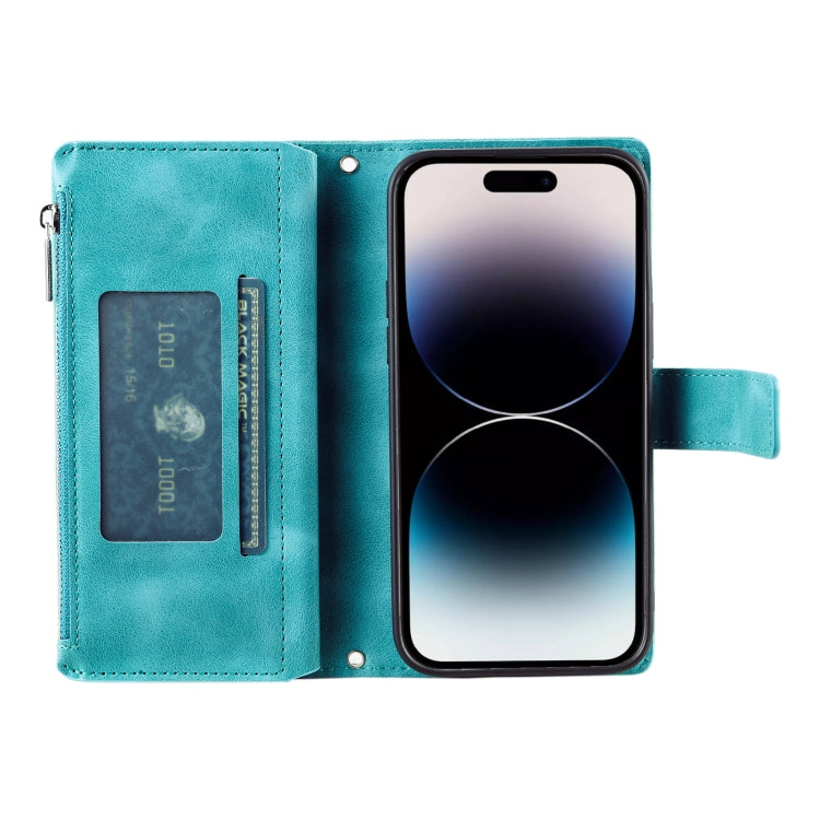 Multi-Card Totem Zipper Leather Phone Case, For iPhone 16, For iPhone 15 Pro Max, For iPhone 15 Pro, For iPhone 15 Plus