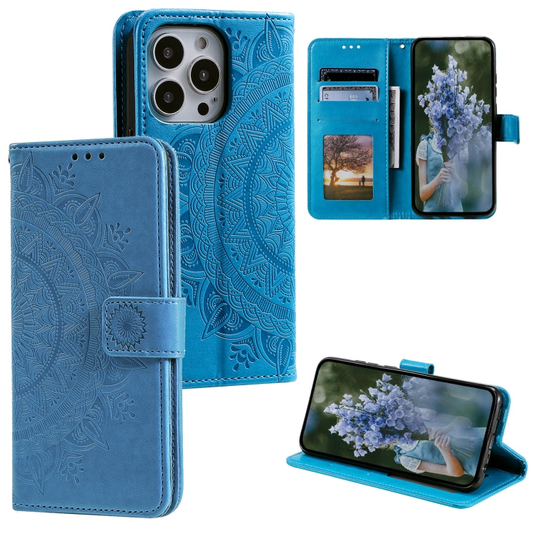 Totem Flower Embossed Leather Phone Case, For iPhone 16, For iPhone 15 Pro Max, For iPhone 15 Pro
