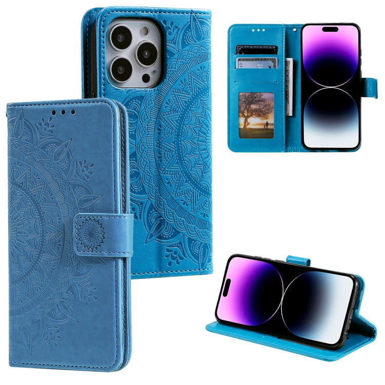 Totem Flower Embossed Leather Phone Case