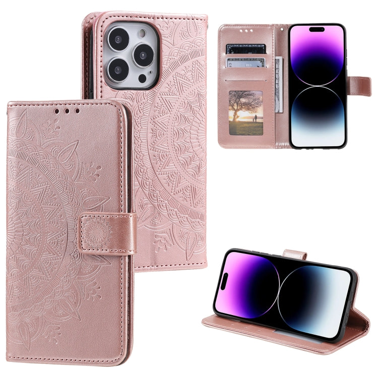 Totem Flower Embossed Leather Phone Case