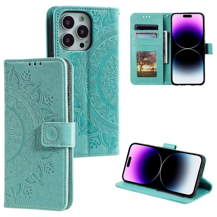 Totem Flower Embossed Leather Phone Case