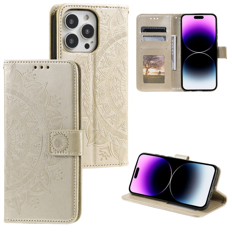 Totem Flower Embossed Leather Phone Case