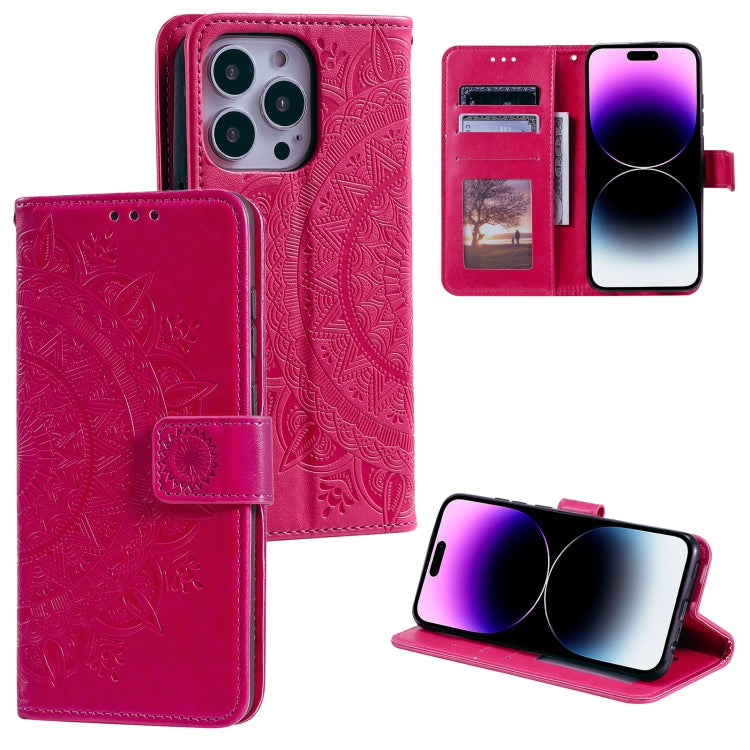 Totem Flower Embossed Leather Phone Case