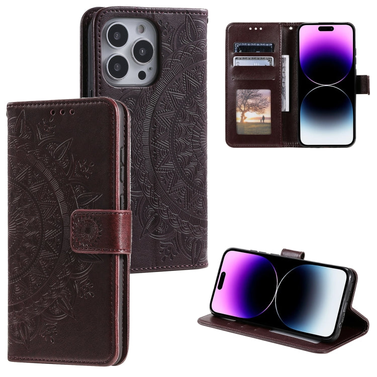 Totem Flower Embossed Leather Phone Case
