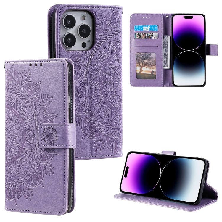 Totem Flower Embossed Leather Phone Case