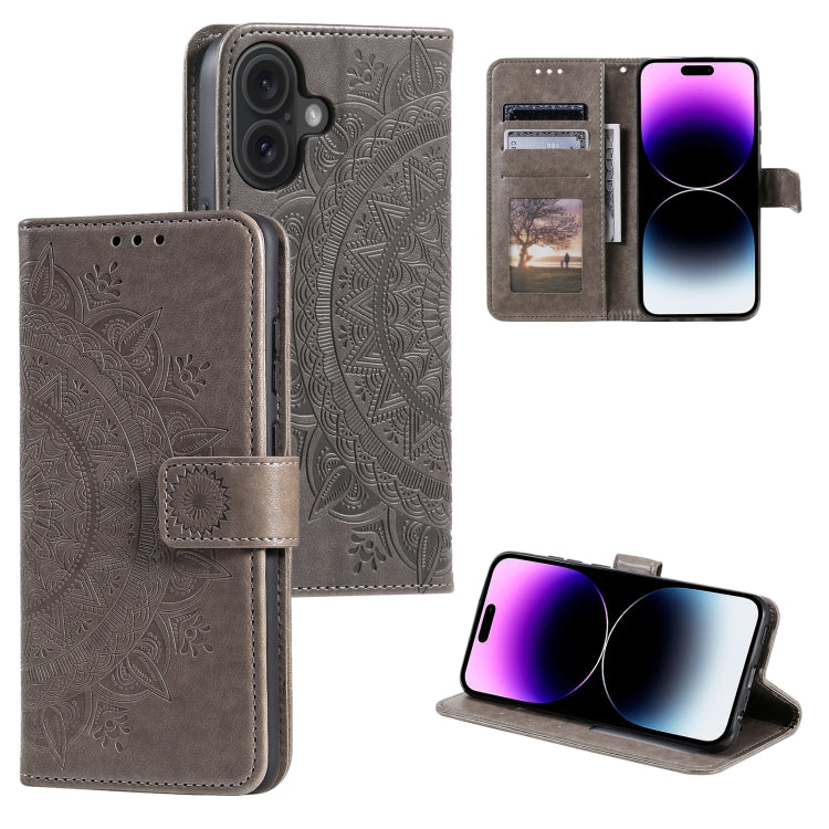 Totem Flower Embossed Leather Phone Case
