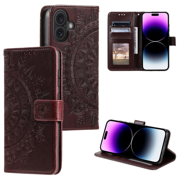 Totem Flower Embossed Leather Phone Case