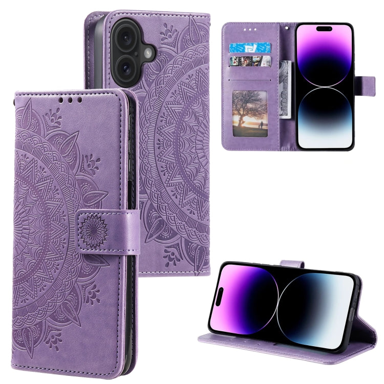 Totem Flower Embossed Leather Phone Case