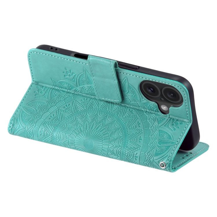 Totem Flower Embossed Leather Phone Case, For iPhone 16, For iPhone 15 Pro Max, For iPhone 15 Pro