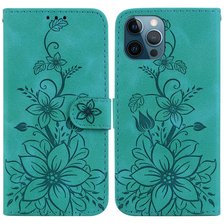 Lily Embossed Leather Phone Case, For iPhone 13, For iPhone 13 mini, For iPhone 12 / 12 Pro, For iPhone 12 Pro Max