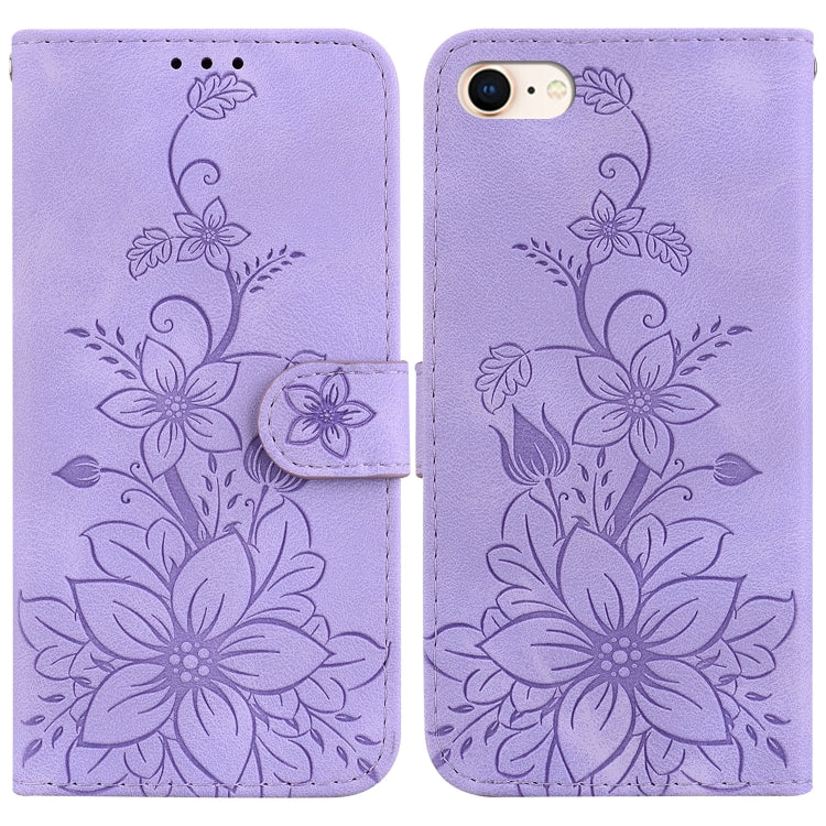 Lily Embossed Leather Phone Case, For iPhone 14 Pro Max, For iPhone SE 2022 / SE 2020 / 8, For iPhone 13 Pro Max, For iPhone 13 Pro