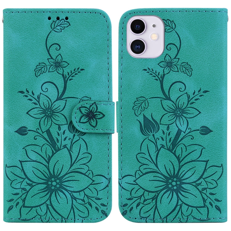 Lily Embossed Leather Phone Case, For iPhone 12 mini, For iPhone 11 Pro Max, For iPhone 11, For iPhone 11 Pro
