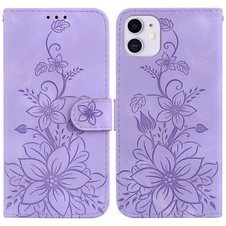 Lily Embossed Leather Phone Case, For iPhone 12 mini, For iPhone 11 Pro Max, For iPhone 11, For iPhone 11 Pro