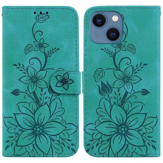 Lily Embossed Leather Phone Case, For iPhone 13, For iPhone 13 mini, For iPhone 12 / 12 Pro, For iPhone 12 Pro Max