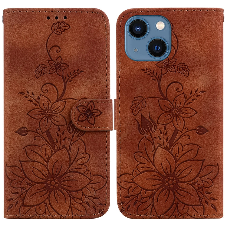 Lily Embossed Leather Phone Case, For iPhone 13, For iPhone 13 mini, For iPhone 12 / 12 Pro, For iPhone 12 Pro Max