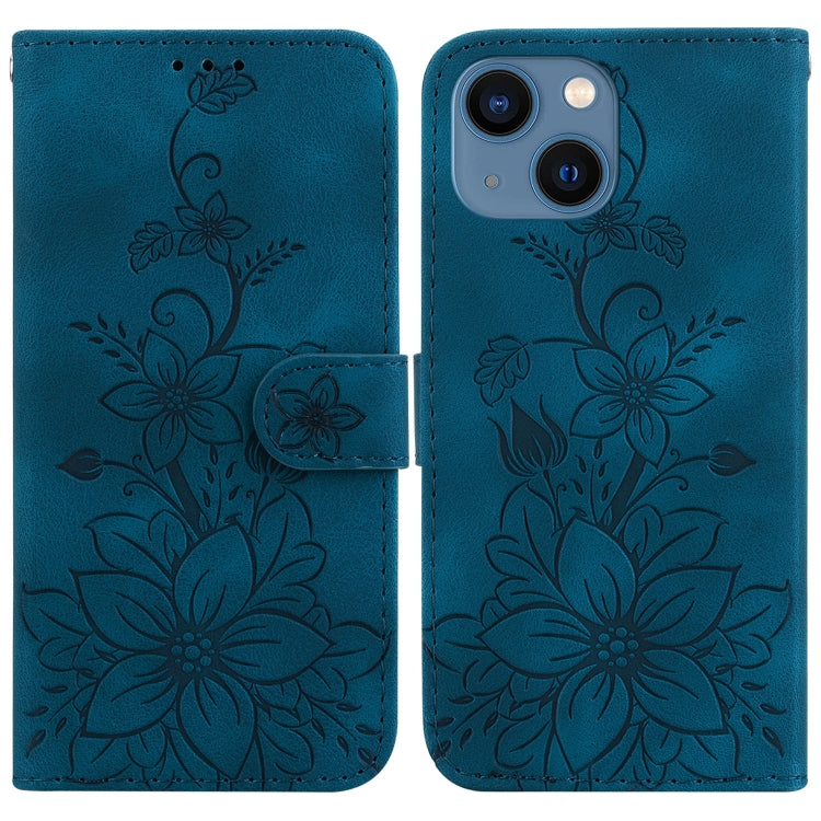 Lily Embossed Leather Phone Case, For iPhone 13, For iPhone 13 mini, For iPhone 12 / 12 Pro, For iPhone 12 Pro Max
